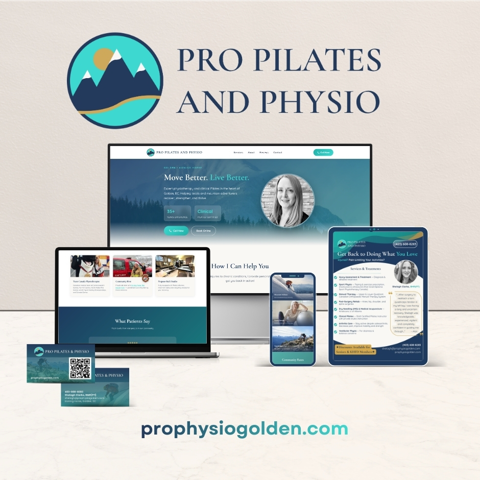Pro Pilates and Physio Golden — logo, social kit, business cards, poster