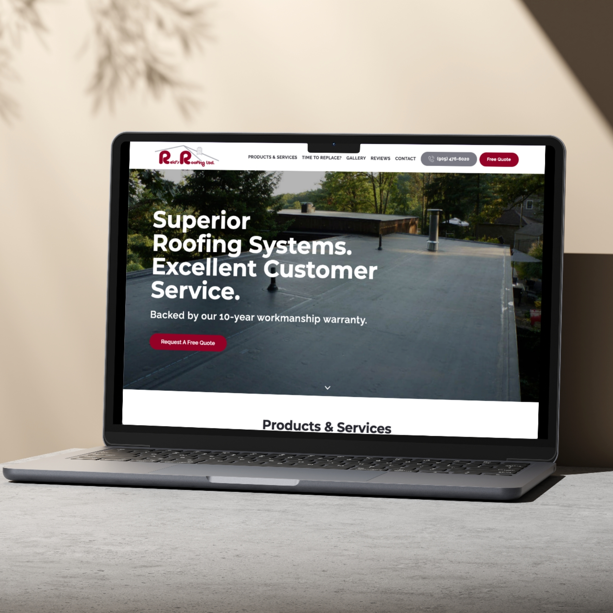 Reid's Roofing Ontario — professional roofing company website design