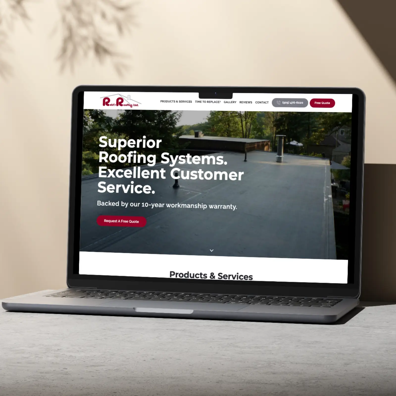 Reid's Roofing Ontario professional roofing company website design